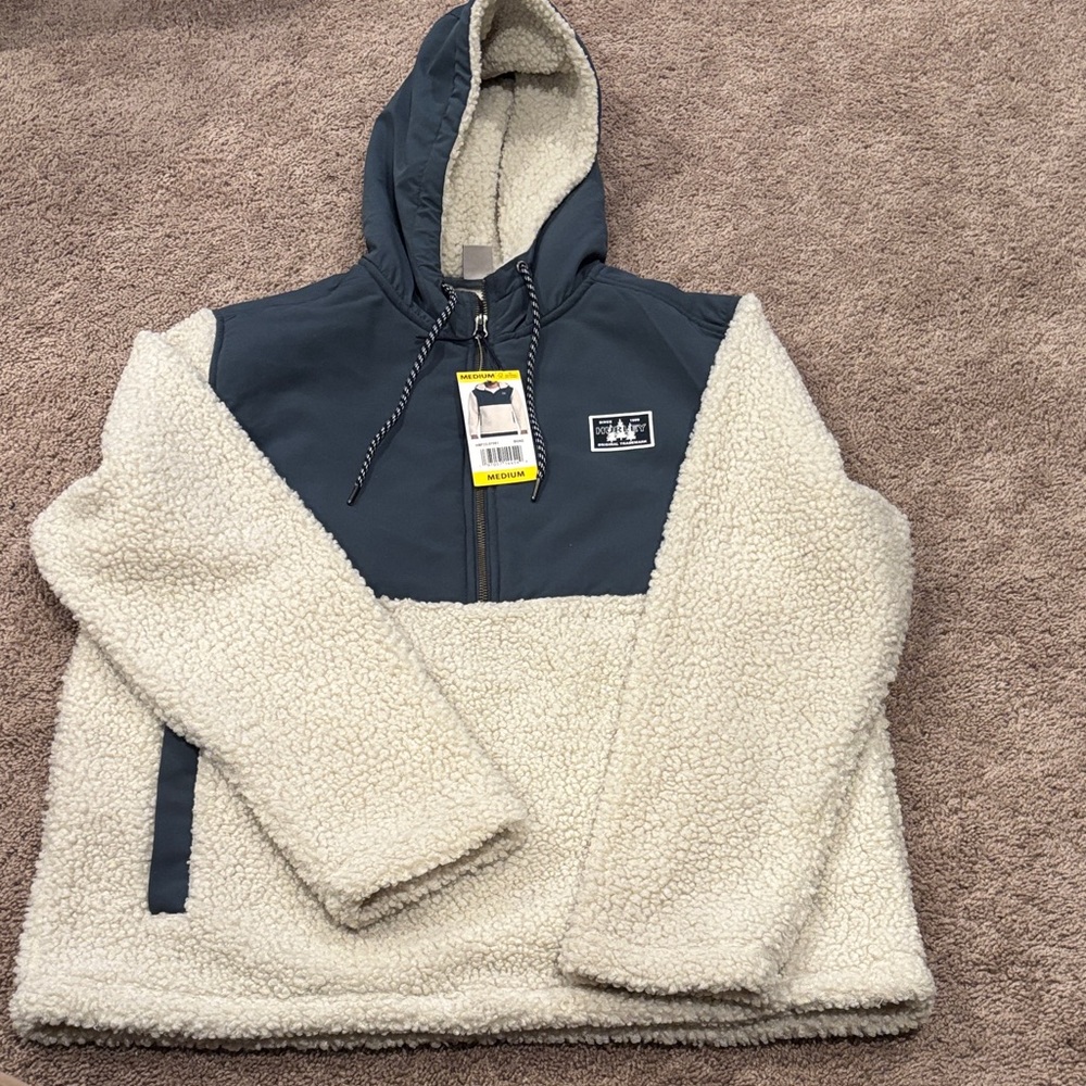 Hurley Cream and Blue Sherpa Puffer Jacket